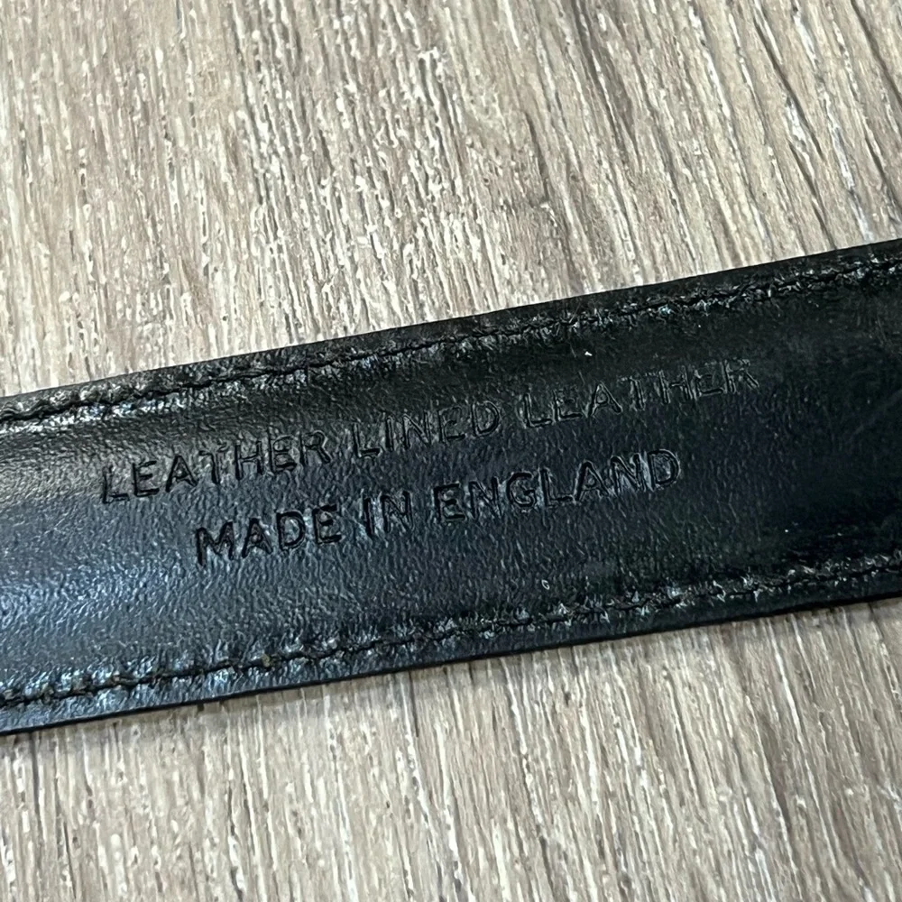 Joseph Turner Made in England XL 38W Genuine Leather Black Belt Silver Buckle
